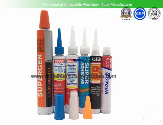 China Adhesive Glue Empty Aluminum Collapsible Tube , Aluminum Toothpaste Tube Chemical Packaging supplier